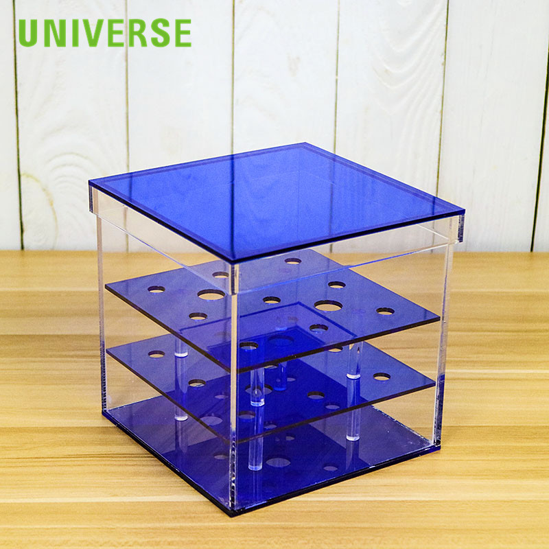 Square Waterproof Acrylic Blue Series 9 Hole Rose Box with Cover