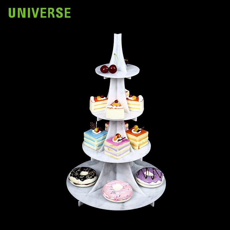 Detachable plugin round four layer white acrylic cake display rack Buy Plug and pull acrylic