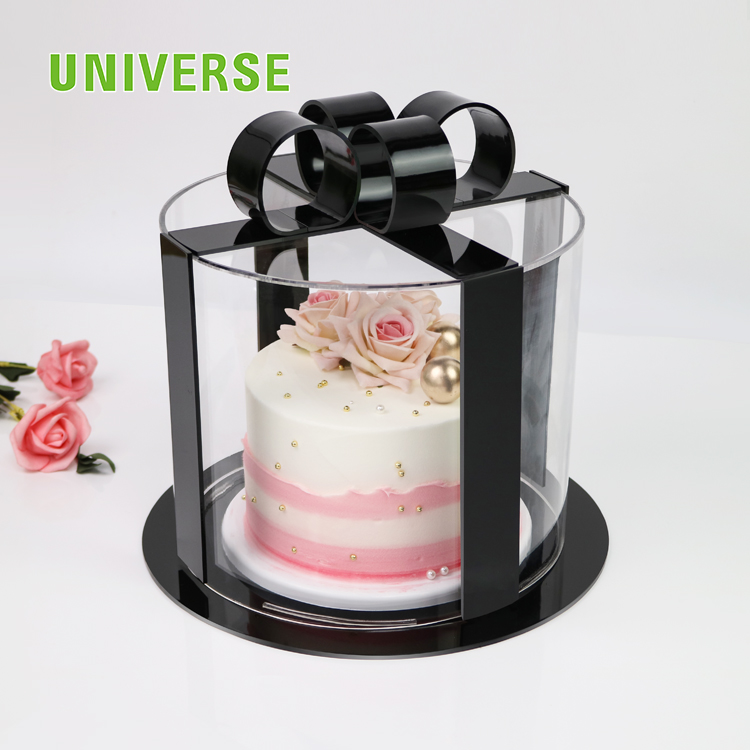 Custom Transparent Waterproof Round Acrylic Cake Box with Cover