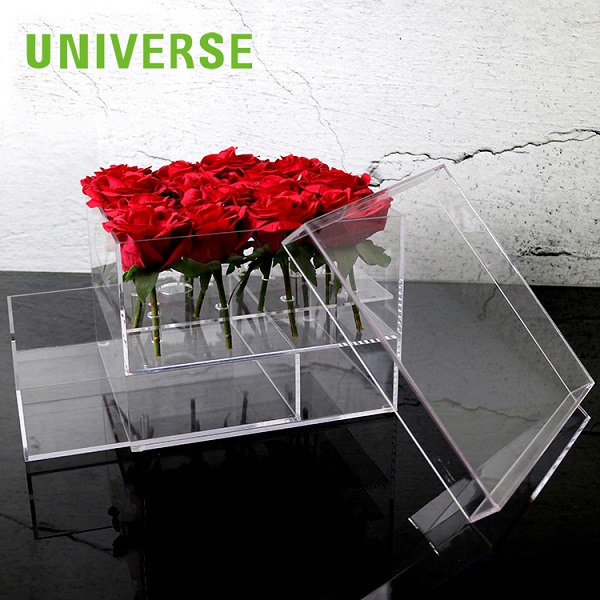 Square Transparent Acrylic Gift Box with Drawer