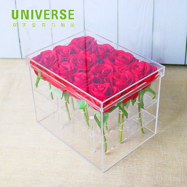 Twelve Square Transparent Acrylic Flower Box with Cover